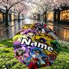 Custom Name Personalized Saint Seiya Print Umbrella, Auto Open Close, 8‑Rib Sturdy Frame, Commute Camping Hiking Use, Birthday Gift