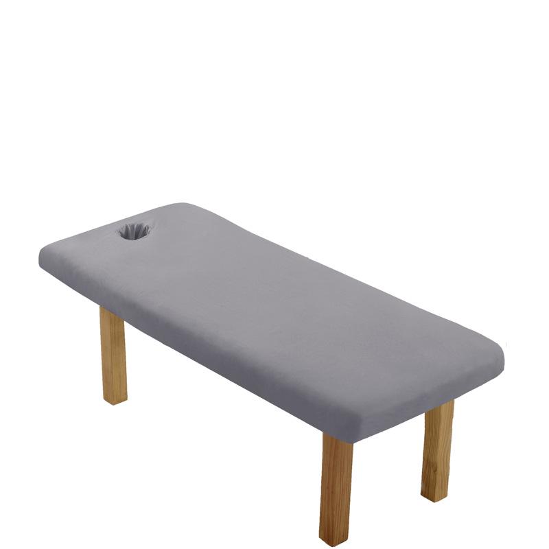 Universal Beauty Bed Set: Solid Color Brushed Tuina Massage & Physiotherapy Bed Cover with Hole.