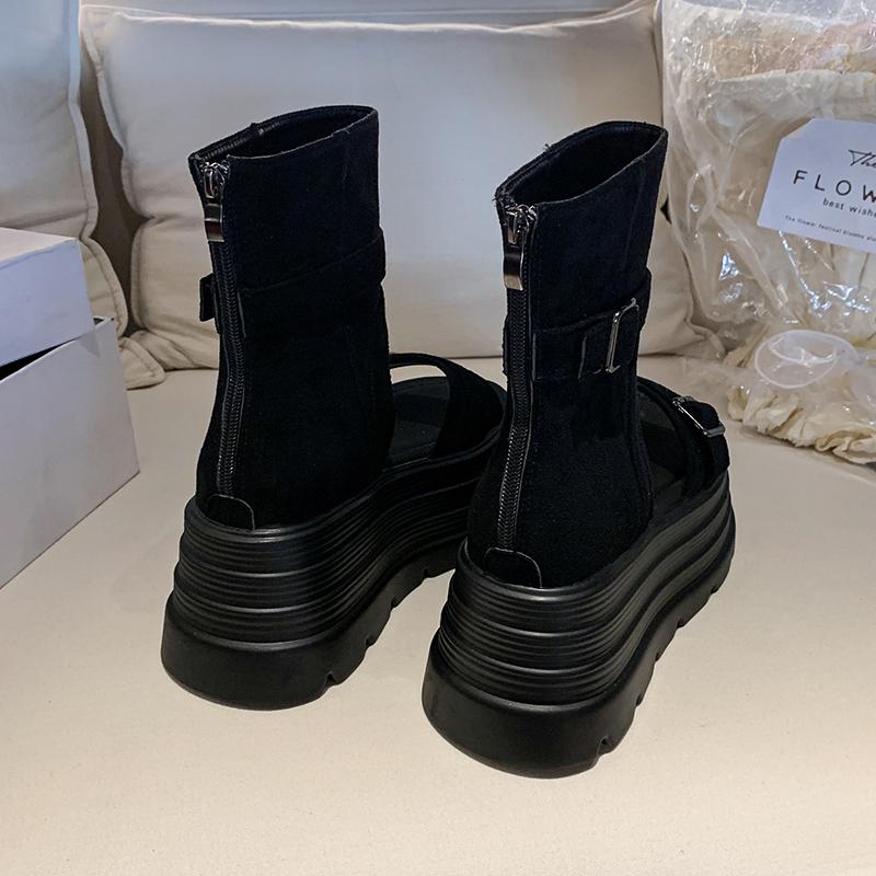 Fashion 8CM Summer Sandals Wedge Heels Sneakers New Women Peep Toe Flip Flop High Platform Casual Booties Breathable Walking Slippers