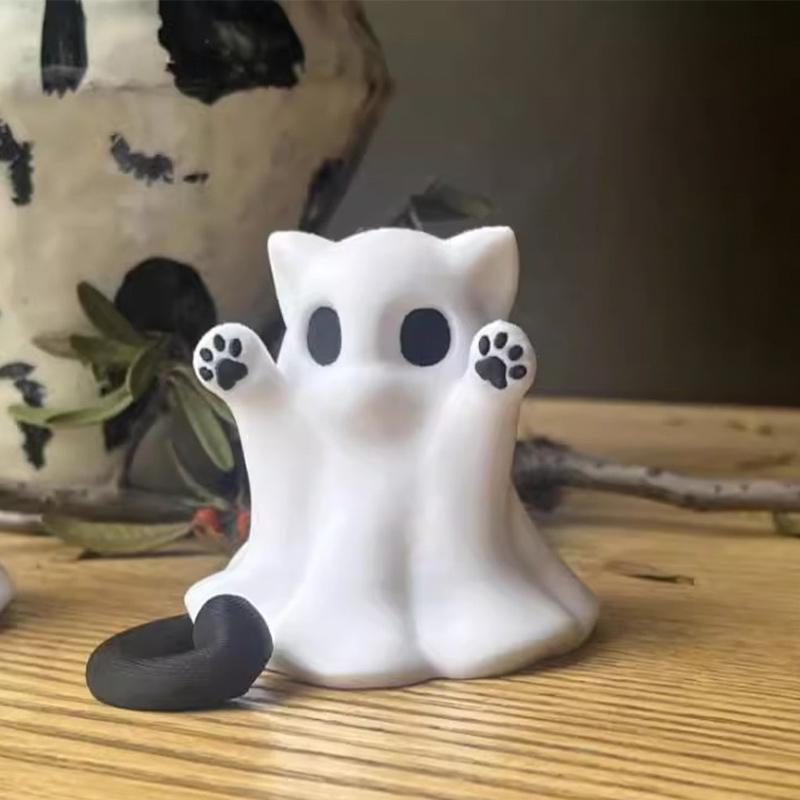 Cute Middle Finger Ghost Statue Mini Halloween Decorations For Home Centerpiece Coffee Table Ornament Adorable Horror Figure