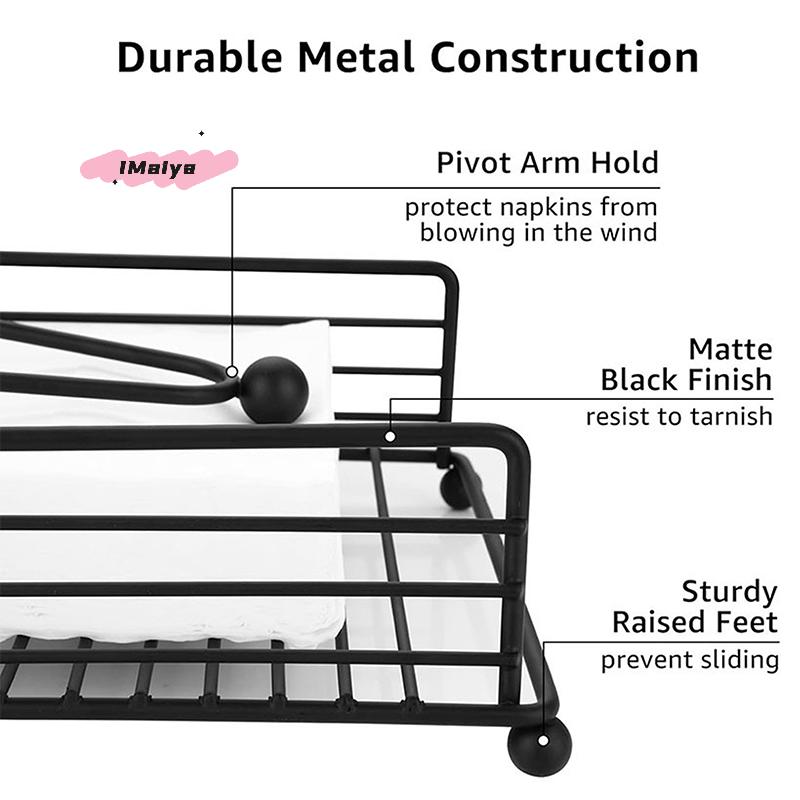M-1Pc Rustic Metal Napkin Holder Square Paper Organizer For Kitchen Home Restaurant Cafes - Tabletop Decorative Napkin Holder
