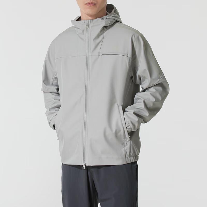 Adidas Men's Metallic Grey Hooded Sports Jacket KG5179