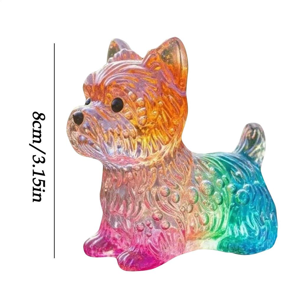 Dog Statues Home Decor Rainbow Gradient Resin Modern Art Cute Animal Figurines Desk Decor For Indoor Outdoor Table Desk Garden