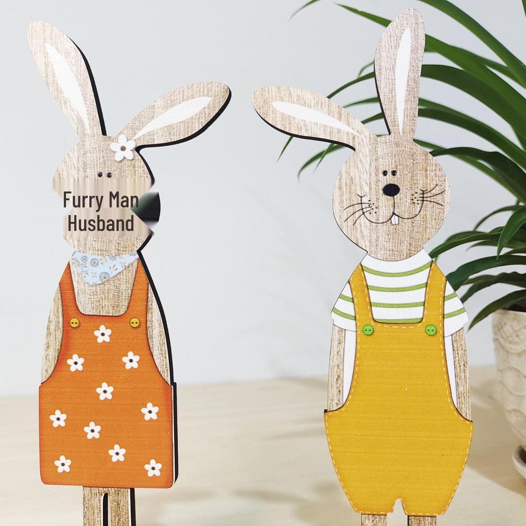 Easter Bunny Painted Wooden Desk Ornament