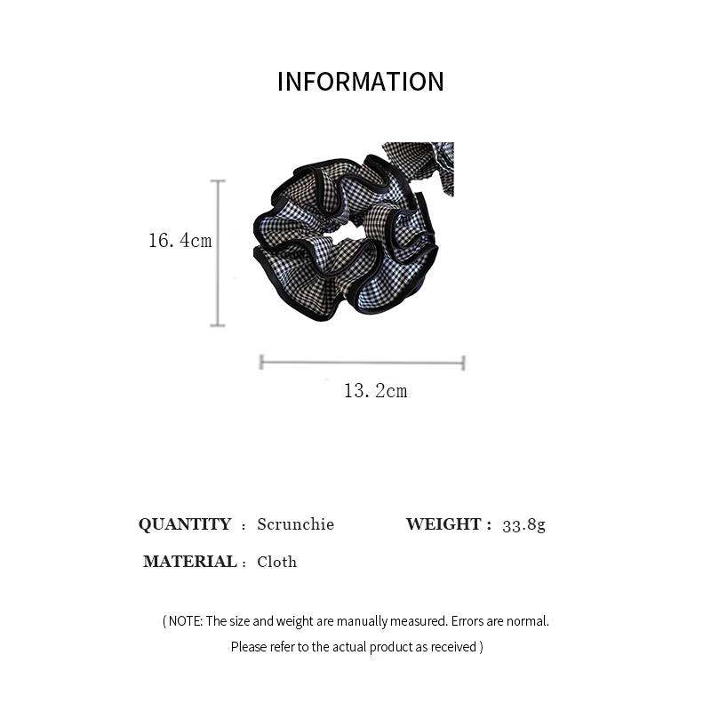 Multi-layer Plaid Pleated Scrunchies for Women Black and White Grid Large Intestine Hair Ties Hair Accessory Party Gift