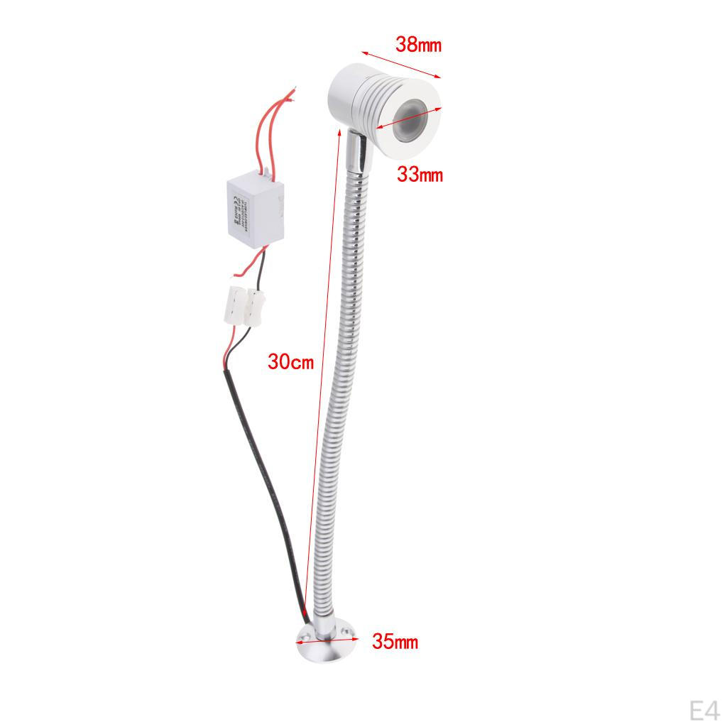 Lamp 2W, Bedside - Adjustable Reading with Long Gooseneck, Lighting for Marine, Boat, RV