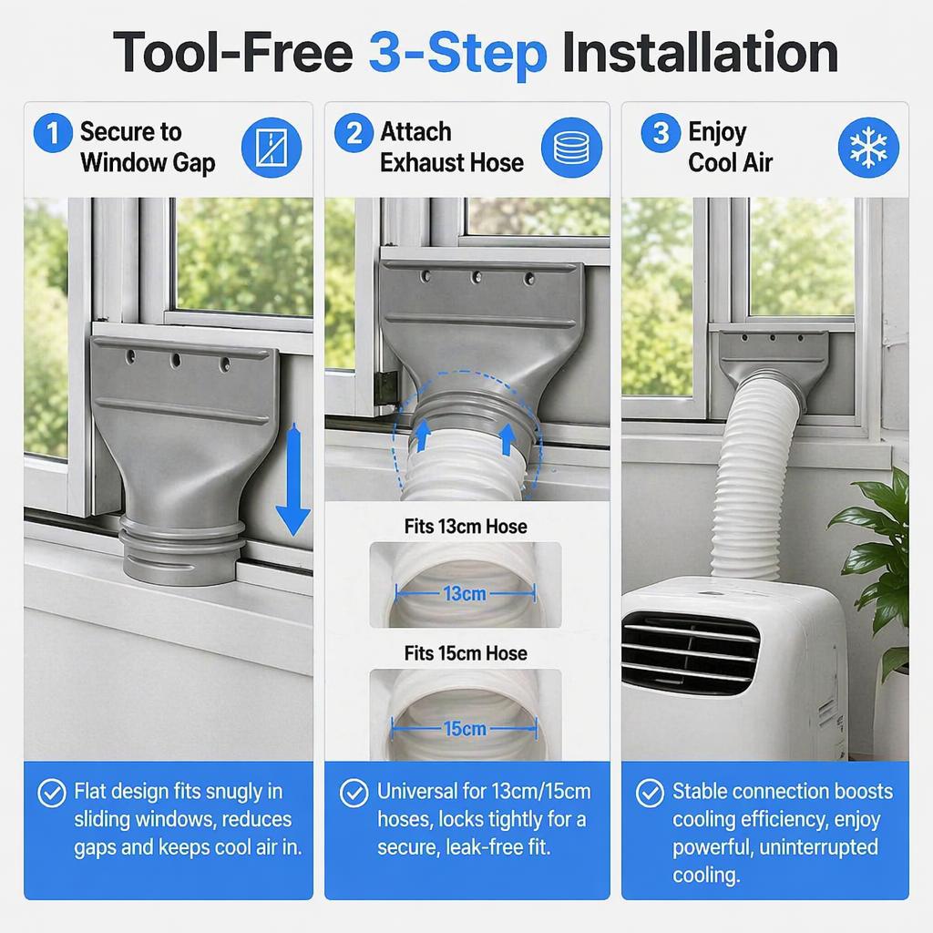 Mobile air conditioner exhaust pipe flat nozzle adapter Window air conditioner row trend adapter accessories flat nozzle adapter suitable for 13cm