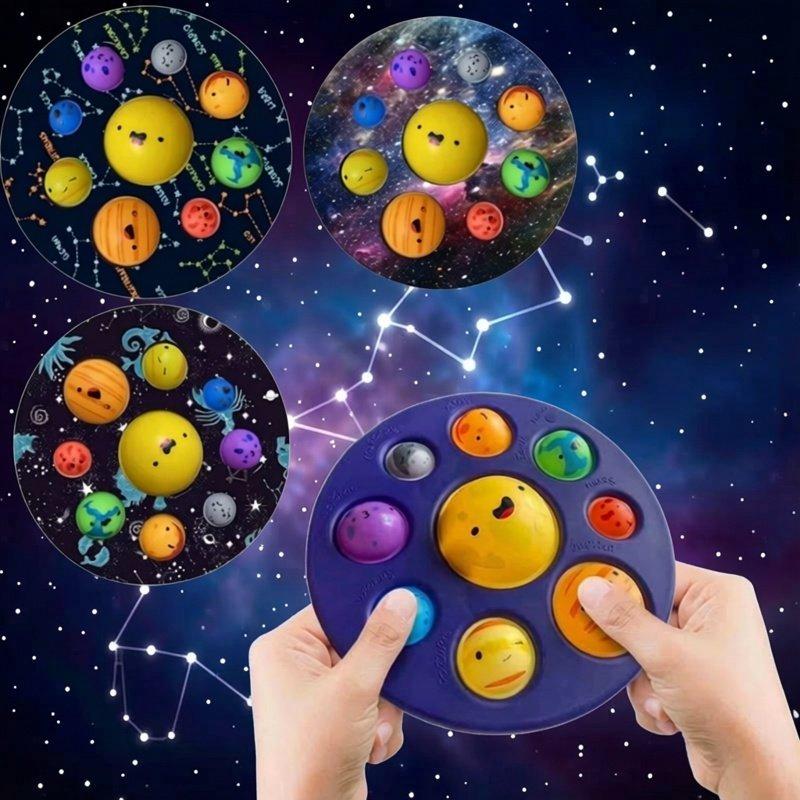 8 Planets Space Themed Push Bubble Fidget Toy Sensory Squishy Stress Relief Toys For Autism Kids Montessori Educational Child Gi