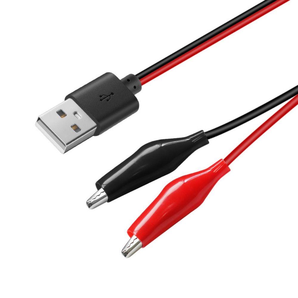 58cm Crocodile Clamps to USB Type-A Black Red Male Connector Cable  Testing Circuit Power Supply