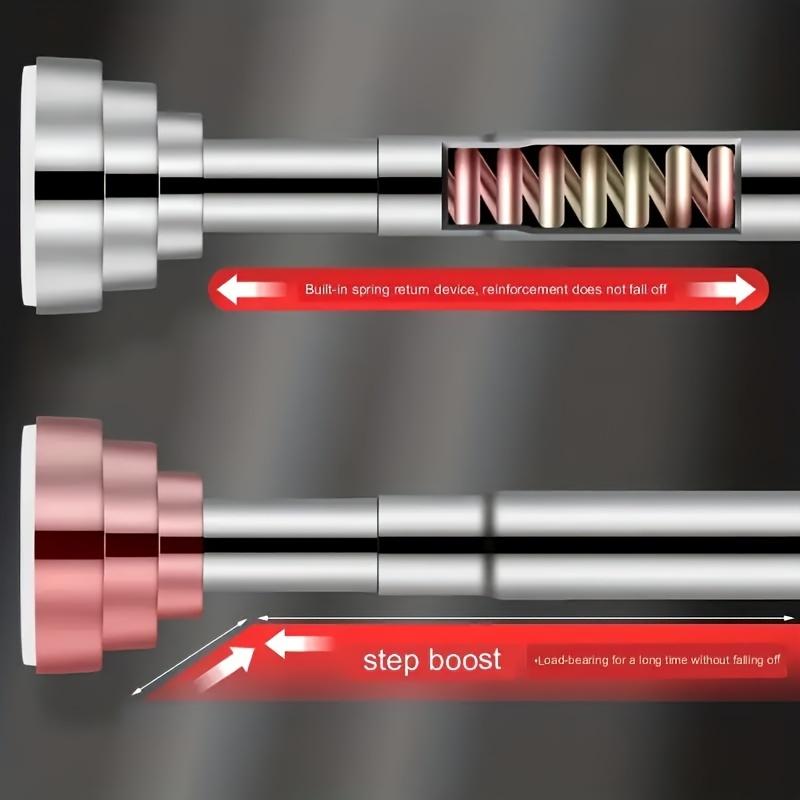 1pc Non-Perforated Telescopic Stainless Steel Rod - Universal for Bathroom Shower Curtain, Balcony Drying, Wardrobe & Bedroom Curtain Hanging