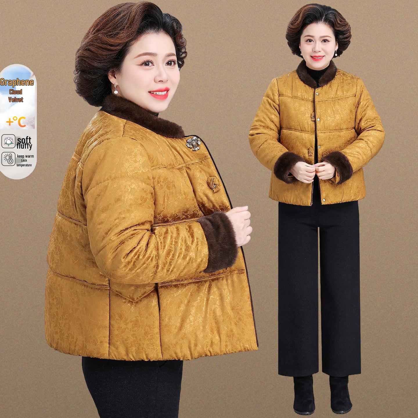 

Women s Maternity Winter Cotton Coat - 2025 New Style for Middle-Aged & Elderly, Autumn/Winter Chinese Style Jacket XL for 110-125 pounds жёлтый
