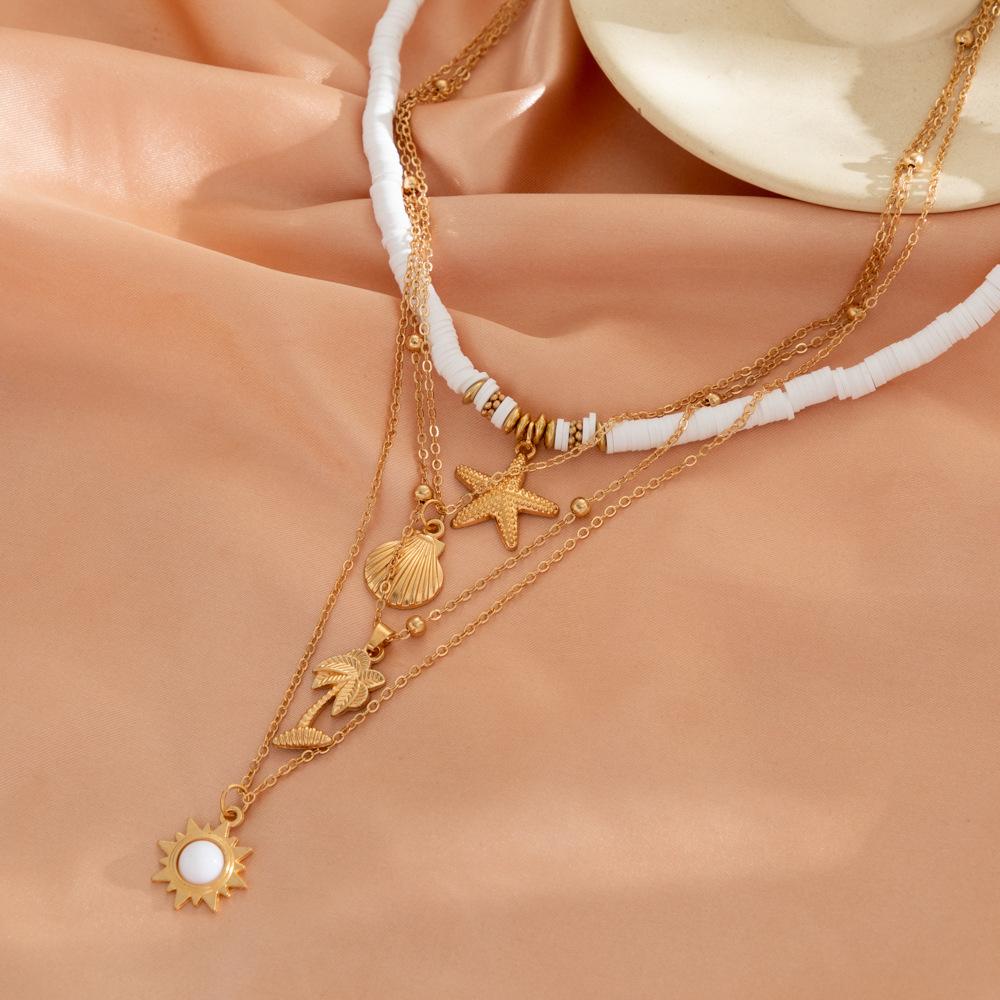 And Alloy Versatile Soft Clay Necklace Featuring Exotic Shells Perfect For Summer Outfits