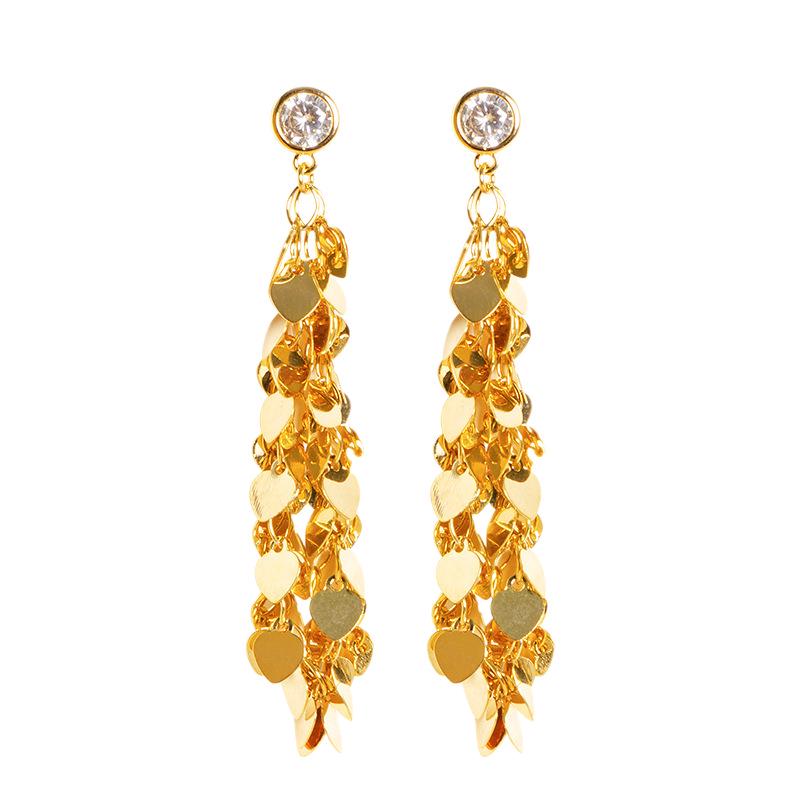 Náušnice s třásněmi a zirkony - Luxusní design kapky vody, všestranné a špičkové.