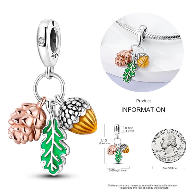 Copper Fashion Squirrel Squirrel Maple Leaf Charms Beads For 3Mm Bracelet Diy Fine Jewelry Gift Making