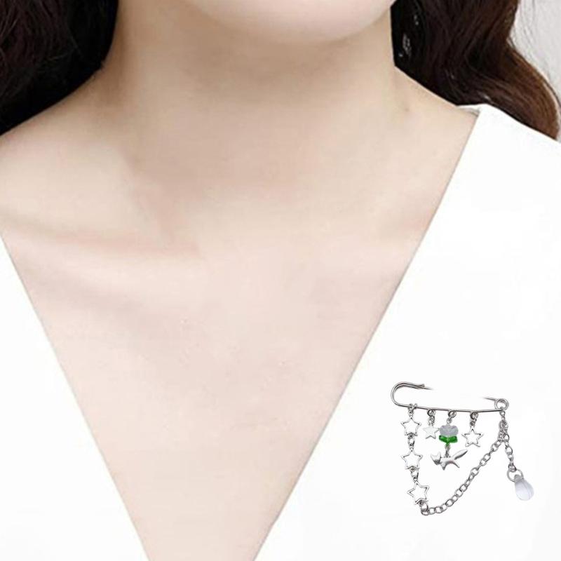 Flower Pin Clothing Jewelry Sweater Shawl Clip Decorative Chain Pin Alloy Material Clasp Pin Lapel Pin for Daily Party