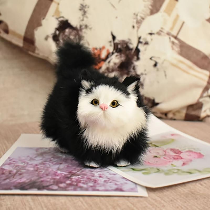 New Cute Simulation Kitten Animal Cat Decoration Gift Home Car Ornament Crafts Plush Figurine Miniature Christmas Party Model