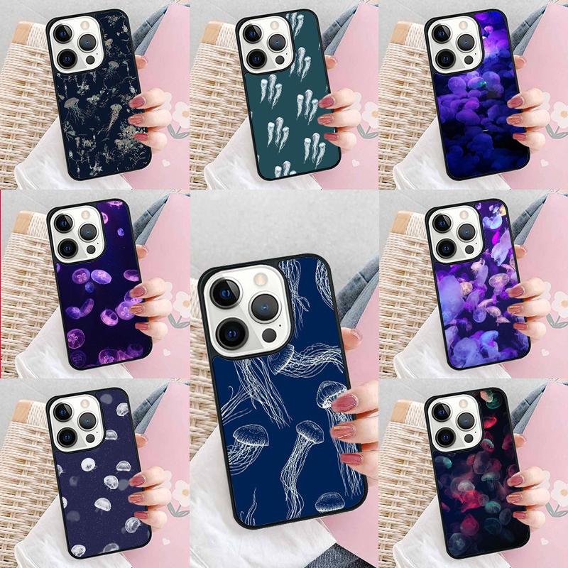 Quallen-Aufdruck Dunkelblau Handyhülle Für iPhone 17 Air 15 16e 14 13 Pro Max Coque 12 11 Pro Max PLUS Hülle