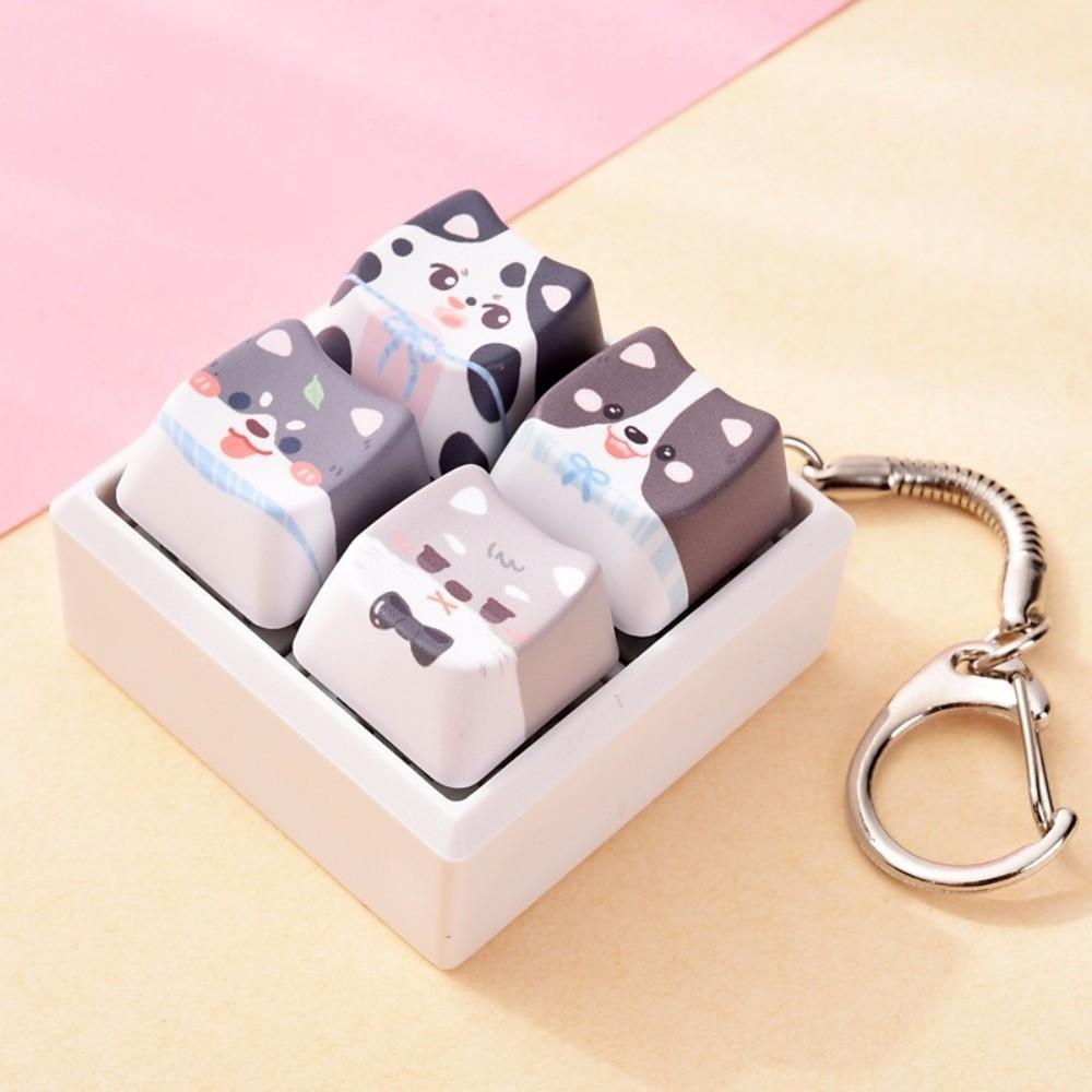 4-Key Puppy Keycap Keychain Relax Button Mechanical Keyboard Keying Fidget Toy Keychain Reduce