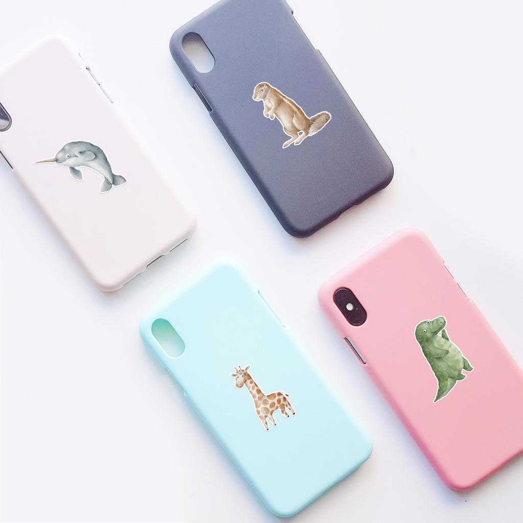 50 Watercolor Cartoon Animal Graffiti Stickers Car Mobile Phone Stationery Box Decoration Stickers Waterproof Creative Stickers