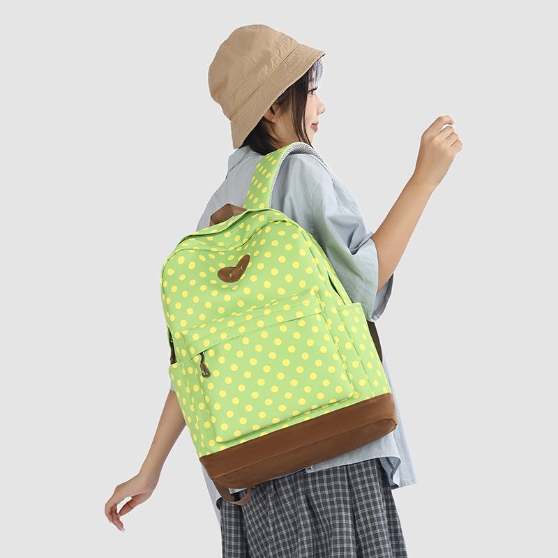 Zaino di alta qualità retrò letterario a pois Zaino per studenti delle scuole medie del campus Zaino casual semplice versatile da donna