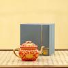 Hand-Painted Enamel Gilded Square Ceramic Teapot Set with Gift Box