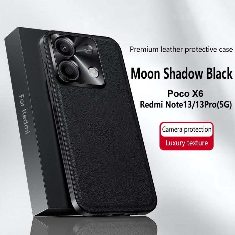 For Redmi Note 13 Pro 5G Poco X6 Case Magnetic Elegant Leather Wear-Resistant Lens Fully Covered Non-Slip Grip Edge Cover Shell