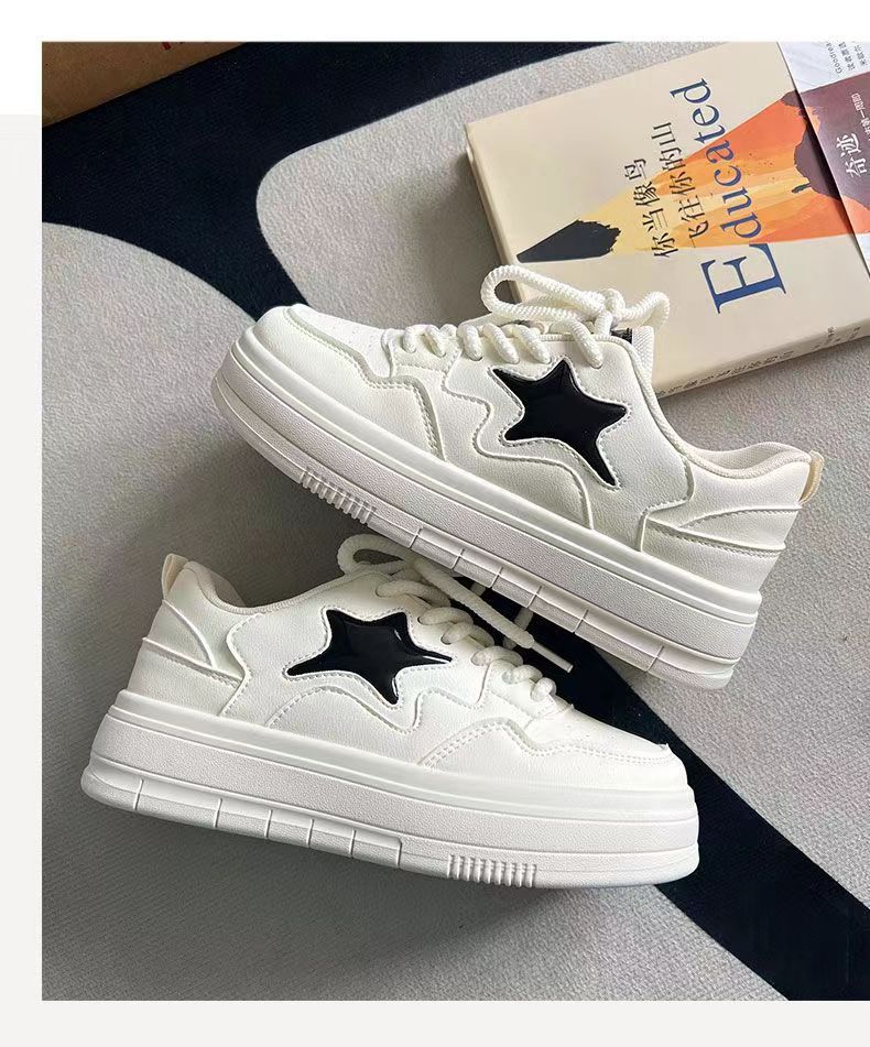 Muffin Thick-soled Star Little White Shoes Women's Korean Spring and Autumn New Versatile Small Sports and Leisure Board Shoes Tide