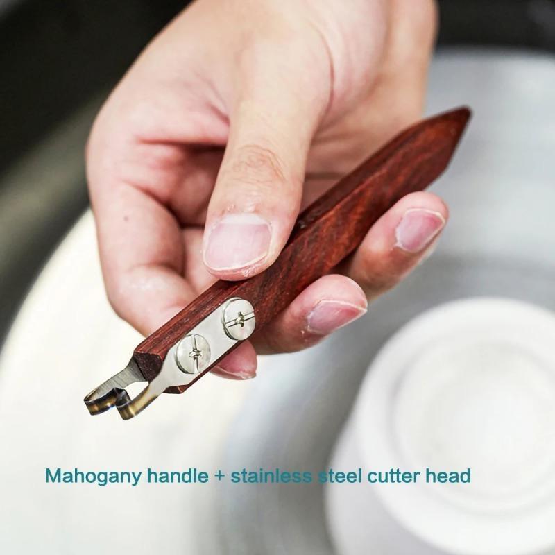 Töpferwerkzeuge. Holzgriff Ton-Trimmwerkzeug Keramik-Modellierring Fußschaber Blumentopf-Platte Trimmwerkzeug