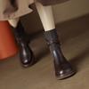 Plateausohlen-Martin-Stiefel Damen 2025 neue Herbst braune Stiefel Damen Sockenstiefel dünne Stiefel Britischer Stil kleine kurze Stiefel