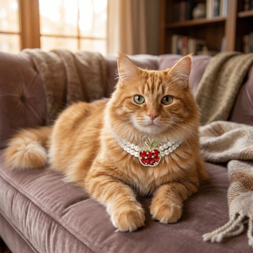 Adjustable Pet Pearl Necklace Double Layer Bead Chain Bling Pet Simulated Pearl Collar Elegant Cat Princess Collars Photo Prop