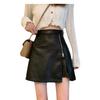 Versatile skirt children's spring and autumn fashion zipper PU leather skirt, thin high-waisted a-word culottes