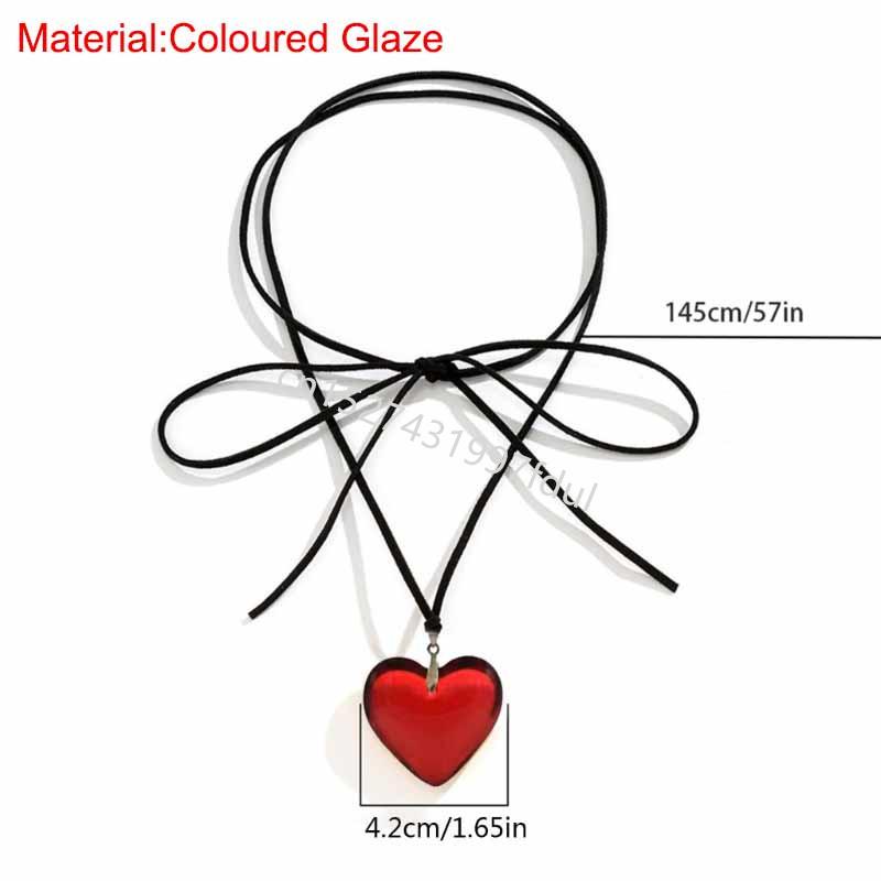 

Галстук-бабочка, колье с подвеской в виде сердца, ожерелье-воротник, ювелирное изделие Y2K, цепочка на ключицу для женщин, свадебная регулируемая узелковая цепочка