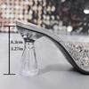 Fashion Fashion Sequins Peep Toe Slippers Woman Summer Open Toe Transparent Heels Sandals Female New Non Slip Thick Heel Slides Mujer