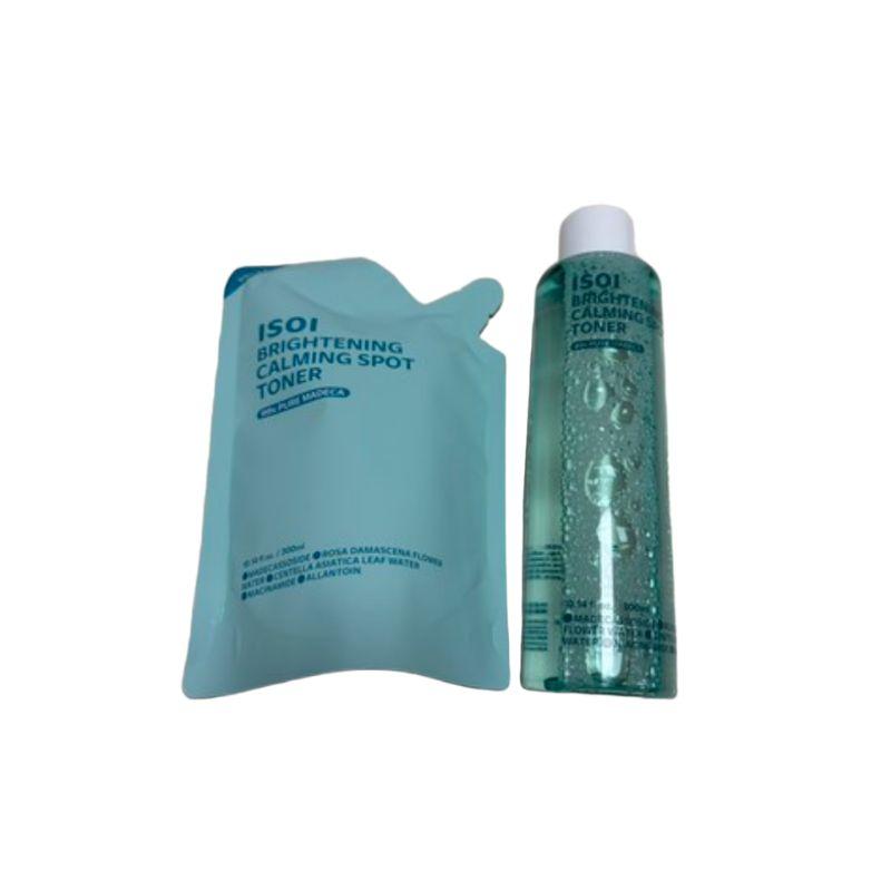isoi Brightening Calming Spot Toner 300ml with 300ml Refill Set (Madecassoside Hydrating Skin Soothing Daily Blemish Recovery)