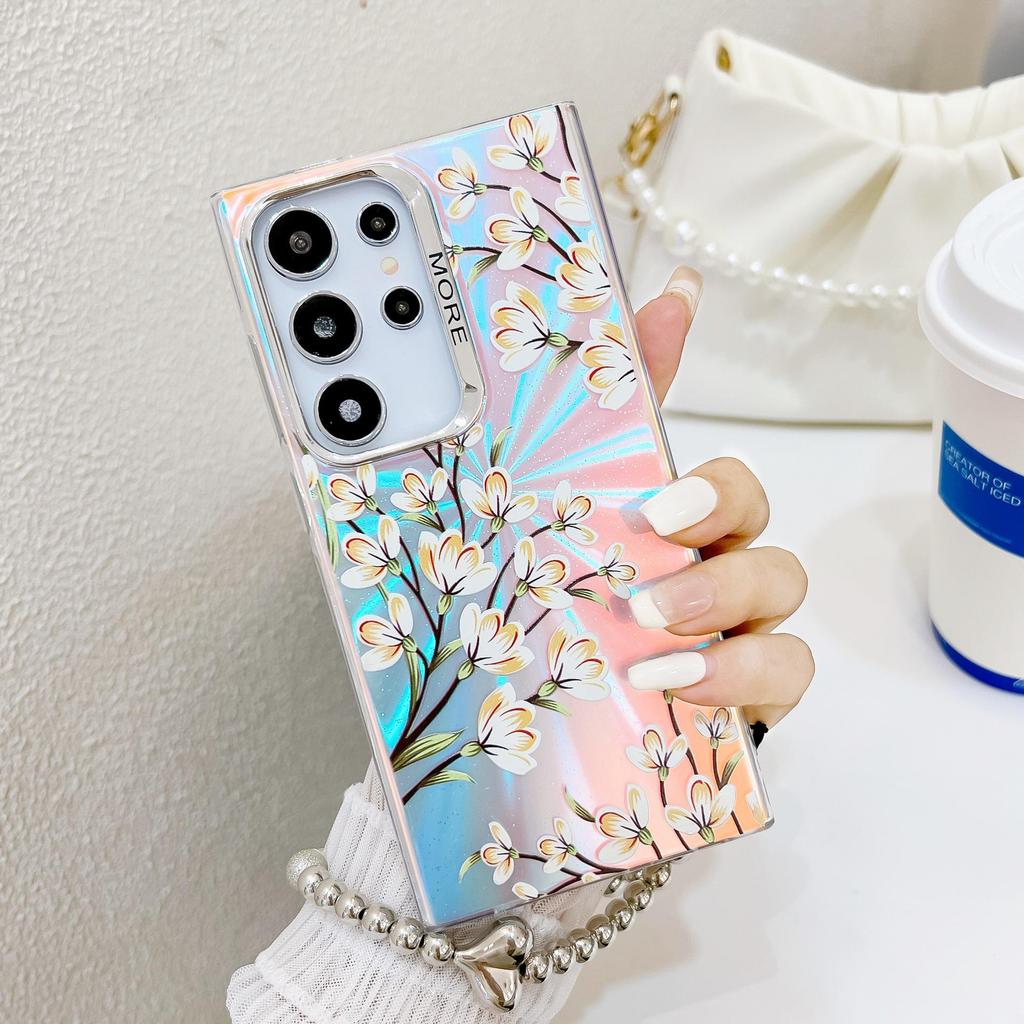 Electroplated Pearl Flower Bracelet Phone Case for Samsung A16/S25U