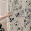 1PC LOZUJOJU 70-80% Blackout French Romantic Style Butterfly Print Pattern Ruffle Edge Curtain for Bedroom Living Room Home Decor