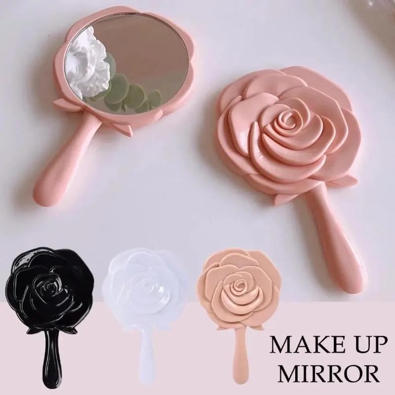 3D Stereo Retro Rose Flower Shape Cosmetic Makeup Mirror Compact Hand Mirror Girl Birthday Gifts
