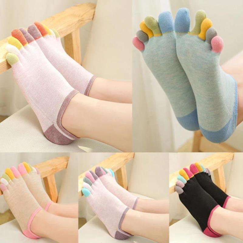 Women Sports Socks Separate Fingers High Five Finger Crew Socks Yoga