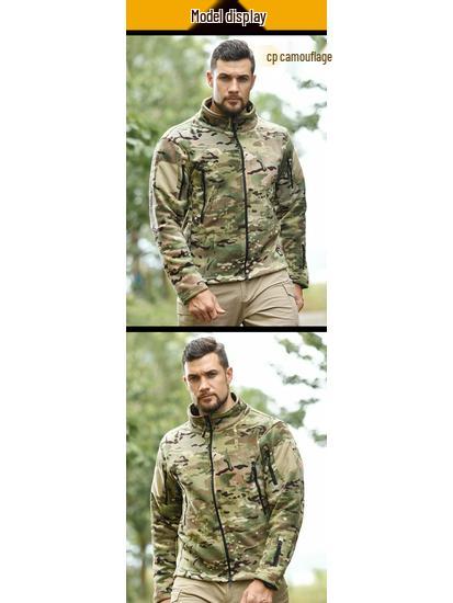 Hanye Men's Tactical Fleece Windbreaker with Stand-Up Collar for City Commuting