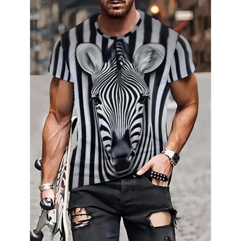 Summer Fashion Men's T-shirt Animal Pattern 3D Print Casual Loose Outdoor Boy Short Sleeve Tees Top Pullover Clothing