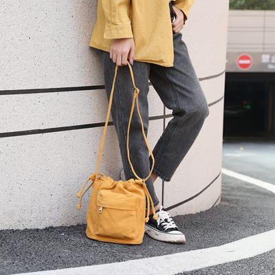 Bolso bandolera de lona con un solo hombro, versión coreana, pequeño, de tela.