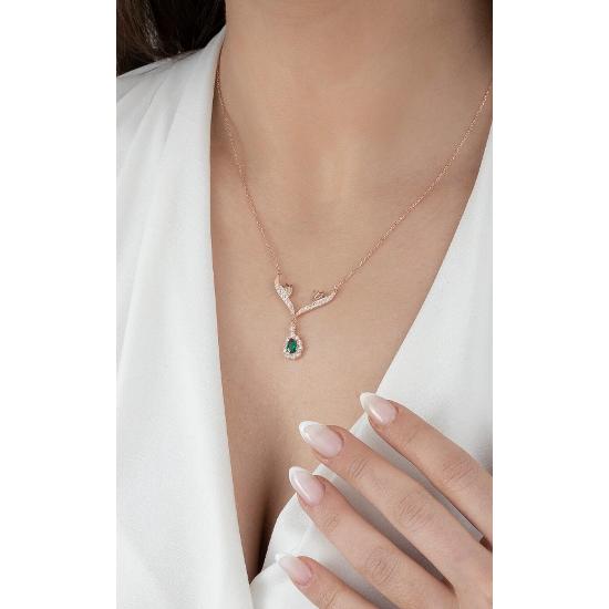 Colier Argint 925 pentru Femei Model Picătură cu Piatră Smarald