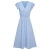 Summer Women Casual Sleeveless V-Neck Dress Solid Color A-Line High Waist Midi Long Spring Dress S-XL