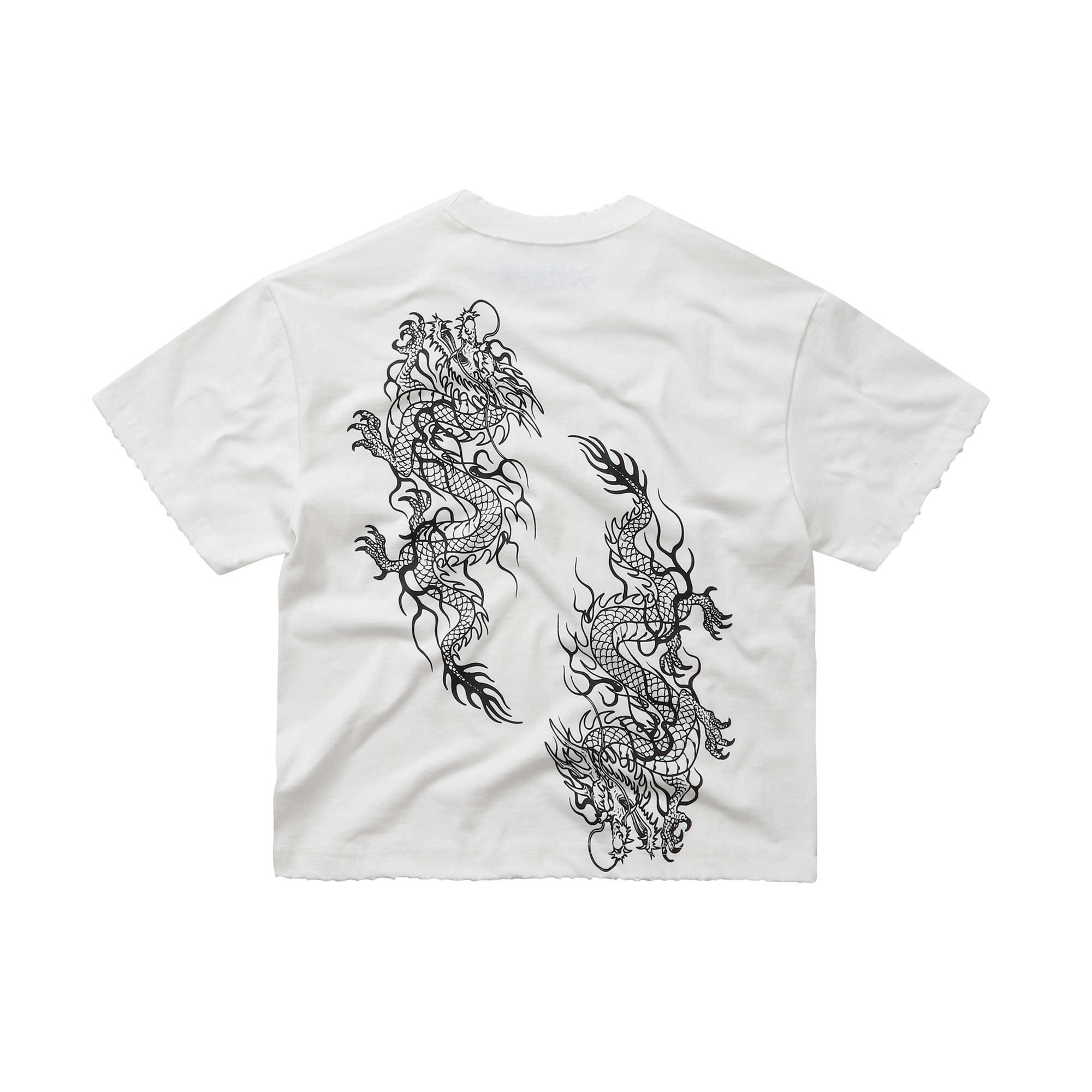 Wasdeopati Футболка с принтом Дракон Crop T-White White/M