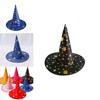 Halloween Hat For Children And Adults Magical Wizard Hat With Golden Embroidery And Five-pointed Star Design