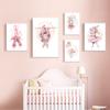 Cartoon Animal Bunny Girl Room Pink Wall Art Canvas Painting Nursery Posters And Prints Wall Pictures Baby Kids Room Décor No Frame