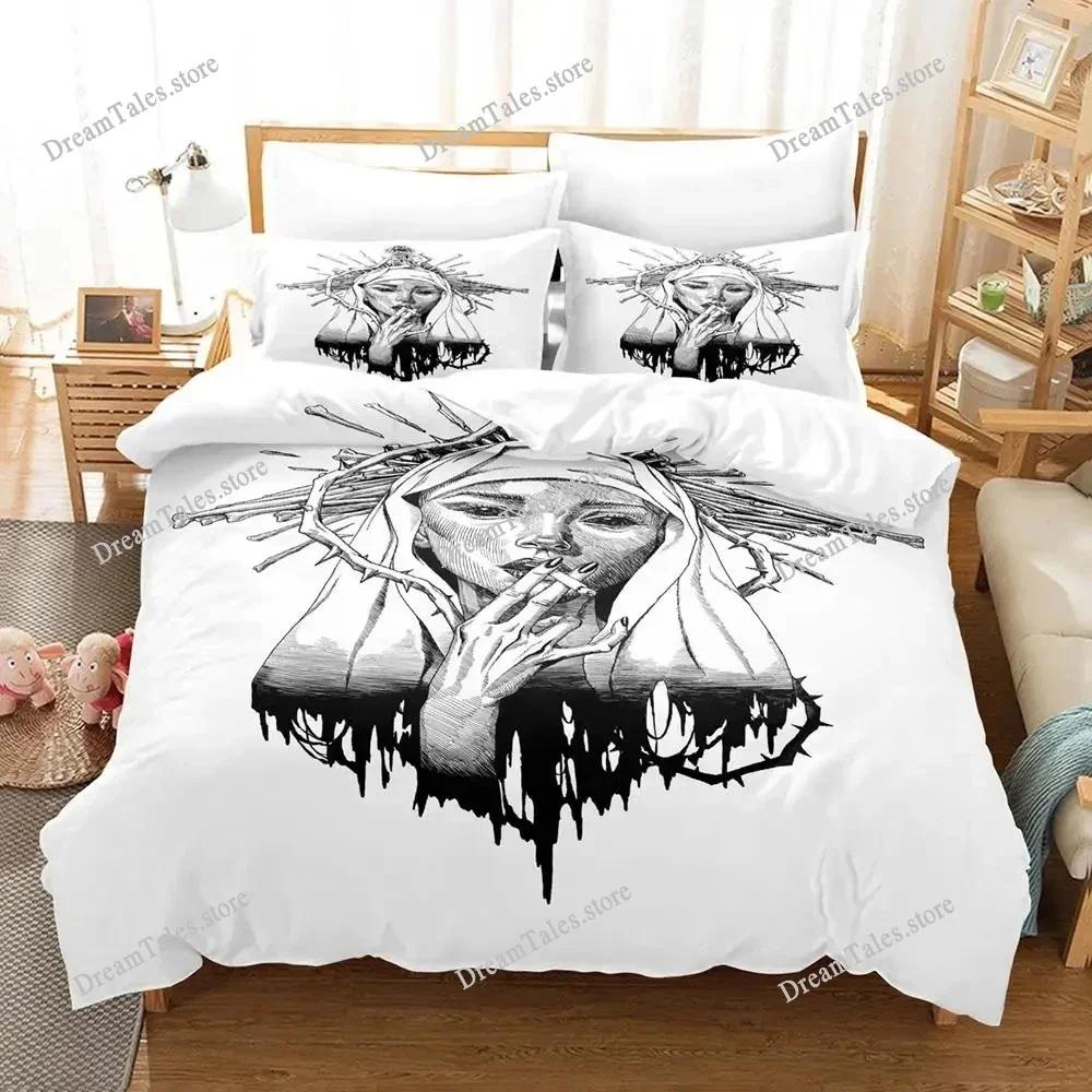 New Nun Bedding Set Single Twin Full Queen King Size Bed Set Adult Kid Bedroom Duvet Cover Sets 3D Print Anime Bed Sheet Set369