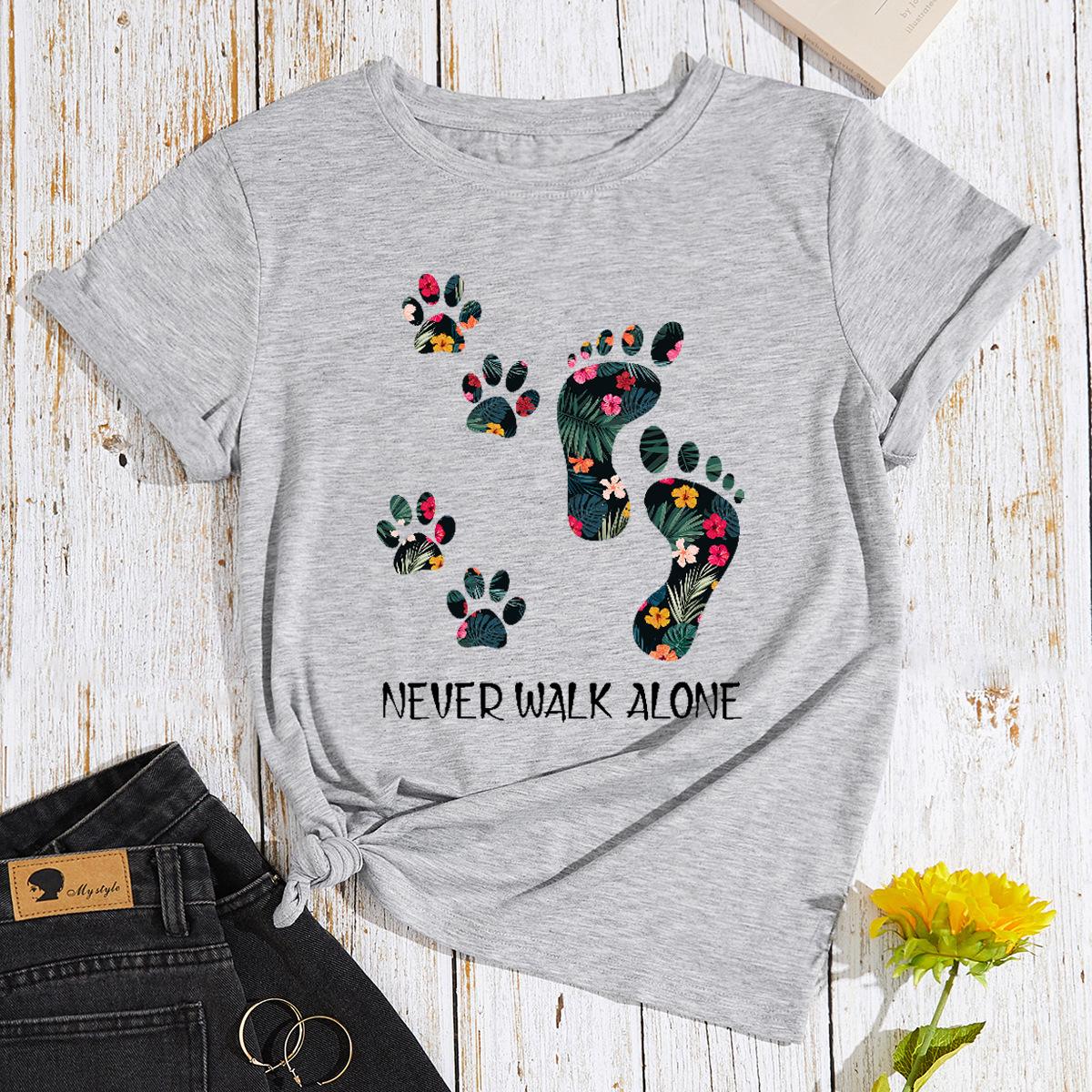 

Fashion Soft Cotton T-Shirt Short Sleeve Round Neck Women 2d Print Tops XL