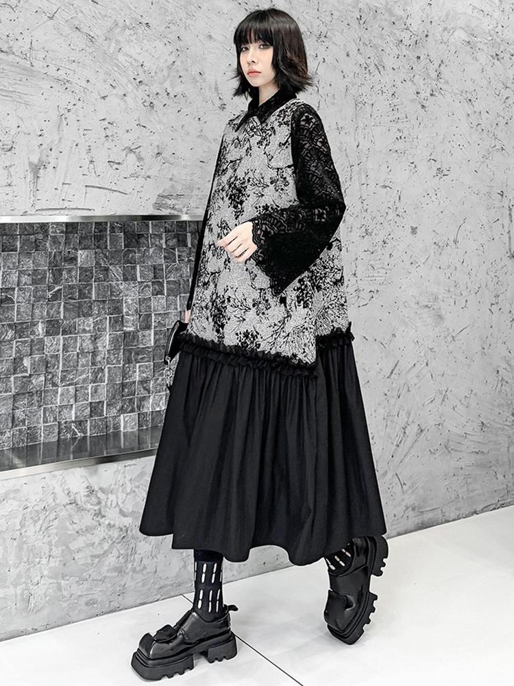 Xitao Jacquard Patchwork Kleid mit essbarem Baumpilz GMM1289