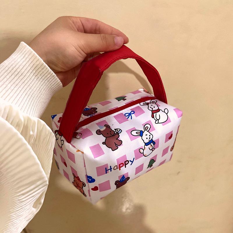 Cute Pink White Rabbit Handbag Cosmetic Bags Women Large Capacity Portable Travel Toiletry Storage Bags Makeup Pouch Girly Gifts